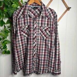BURNSIDE Button-Up Shirt Mens X-Large Plaid Long Sleeve